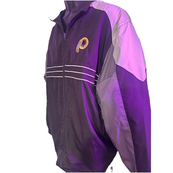 Vintage Washington Redskins Jacket Adult XL Black Gray White Windbreaker NFL - Picture 2 of 12